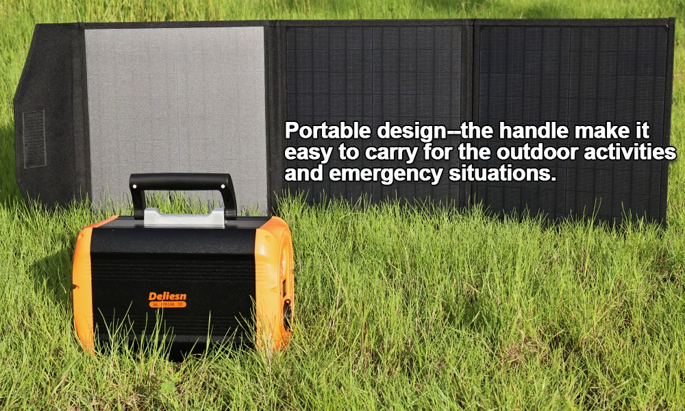 Portable Power Station 600W Solar Generator for Emergency Outdoor Camping Travel Lithium Battery Power Supply with LED Light