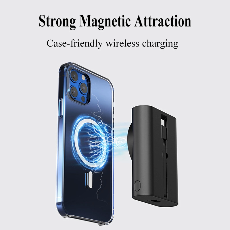 Qi Wireless Charger and Magnetic Power Bank 2in1 Combined Design, Compatible for iPhone Mag-Safe and iWatch Auto-Align Charging