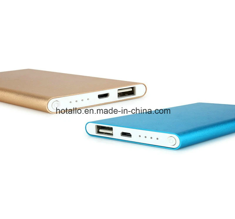 Portable Good Quality Large Capacity Thin Aluminum Power Bank 5000mAh